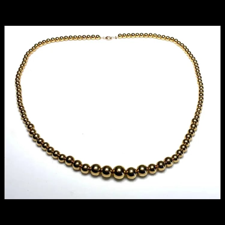 Estate 14k Gold Ball and Chain Necklace - 3