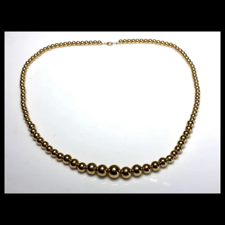 Estate 14k Gold Ball and Chain Necklace - 9