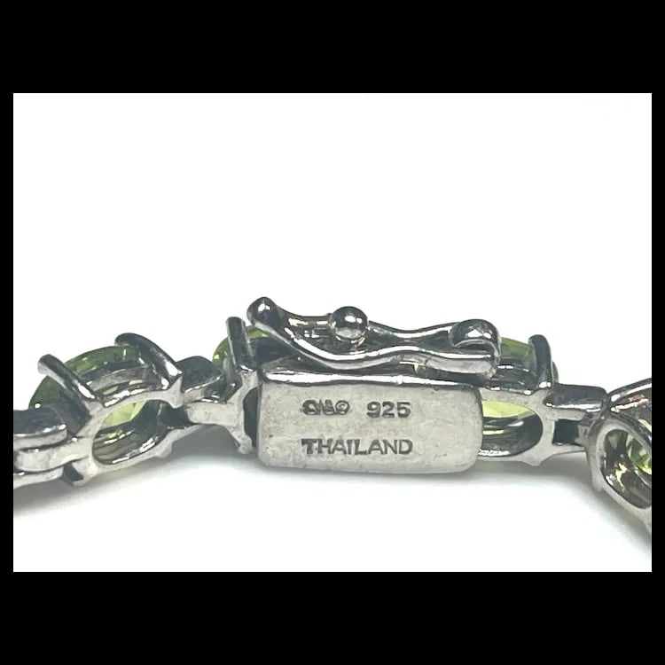 Estate Sterling Silver Green Peridot Tennis Necklace - 9