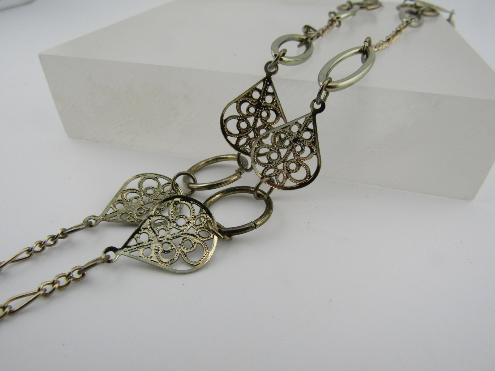Vintage Filigree & Figaro Link Necklace, 30", Tassel Drop, 1970's-1980's - 5