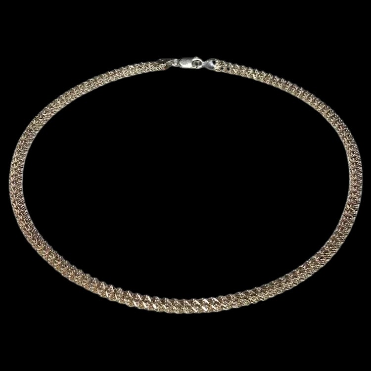 Estate Heavy Sterling Silver Twisted Spiral Chain Link Necklace (1 of 6)