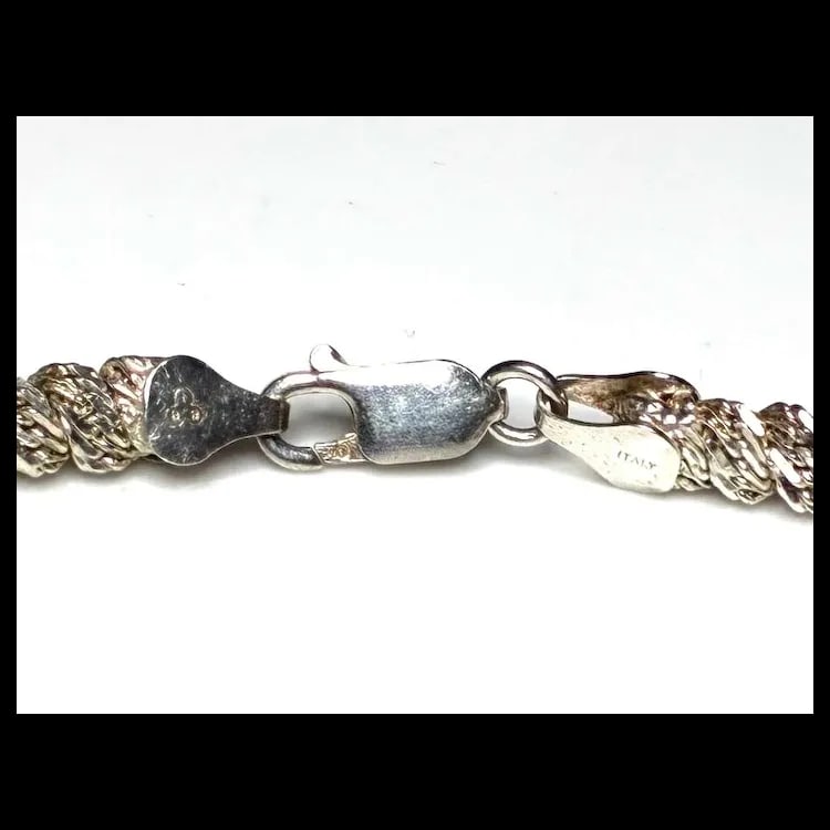 Estate Heavy Sterling Silver Twisted Spiral Chain Link Necklace - 5