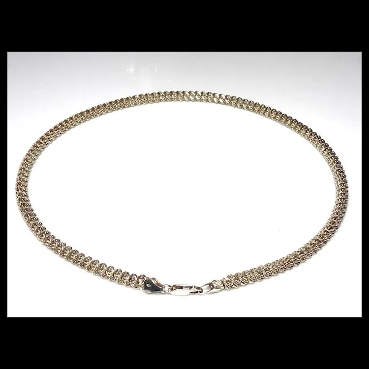 Estate Heavy Sterling Silver Twisted Spiral Chain Link Necklace - 6