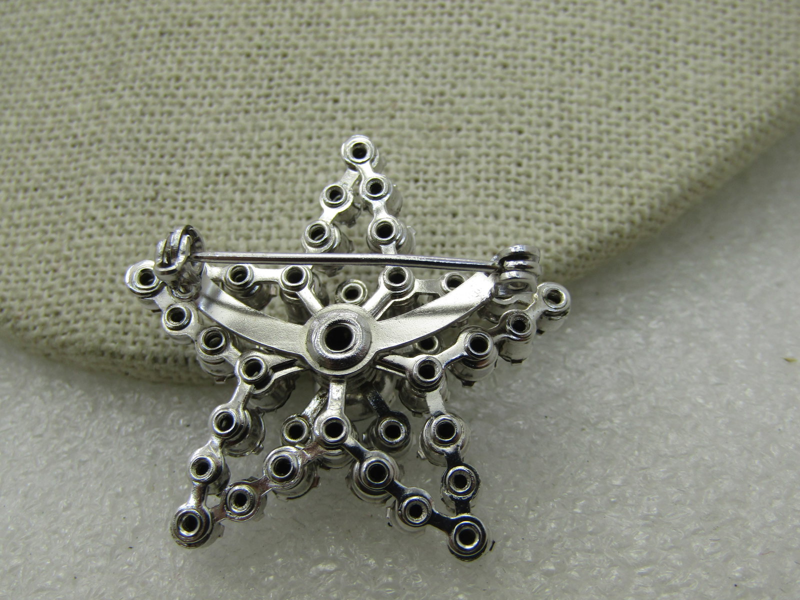 Vintage Blue Rhinestone Tiered Star Brooch, 1.5" - 6