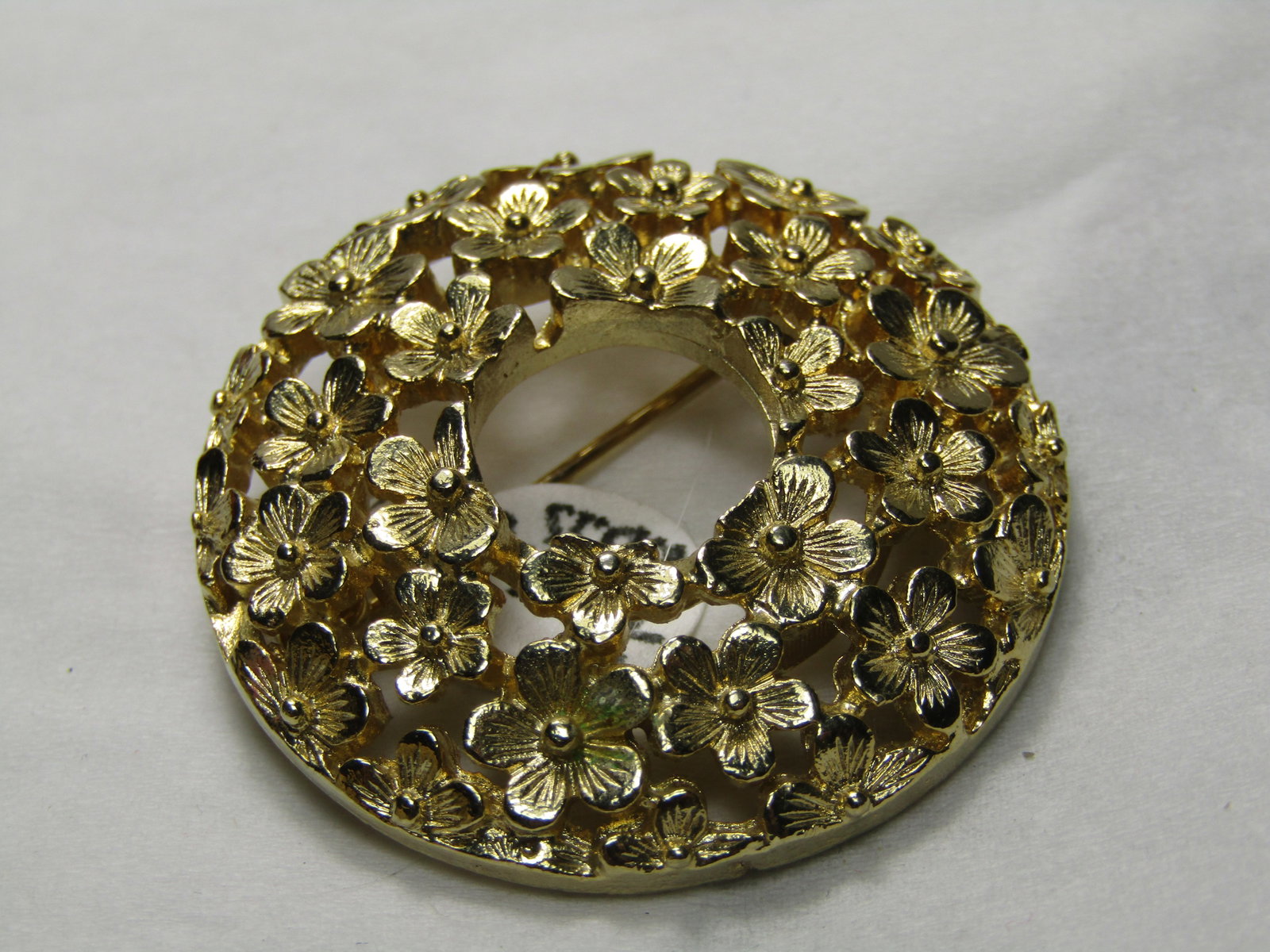 Vintage Forget-Me-Not Brooch, Gold Tone, 1.5" - 3
