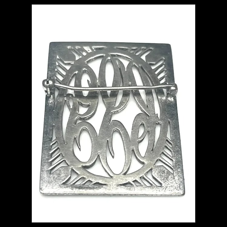 Vintage Marcasite Sterling Silver Initial Brooch - 4