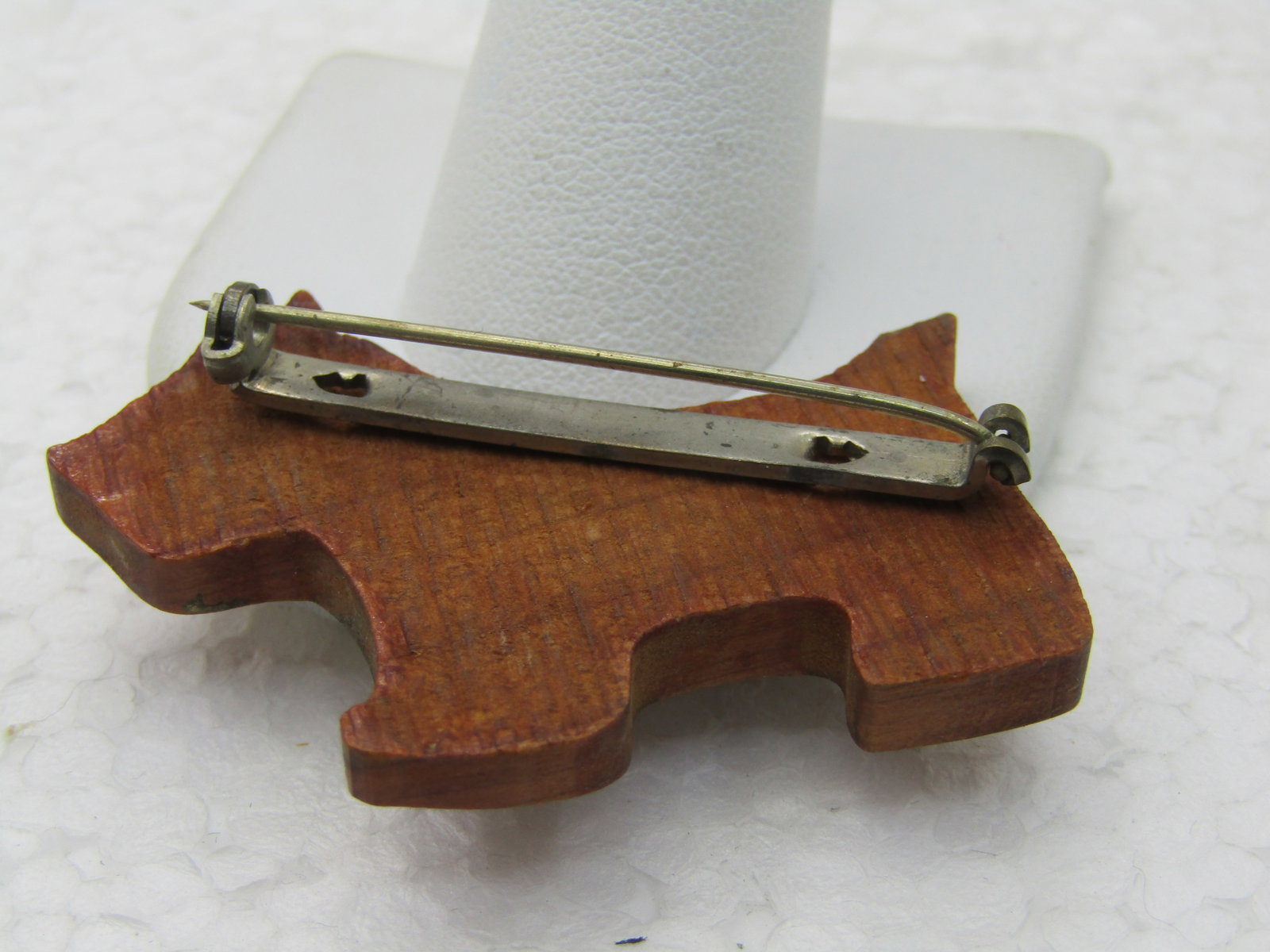 Vintage "Margaret" Wooden Scotty Dog Brooch, Name is in Gold Script. - 5