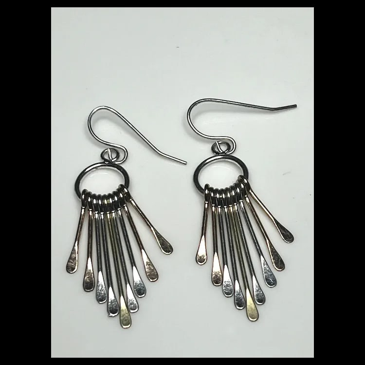 Estate Modernist Mixed Metal Earrings - 2