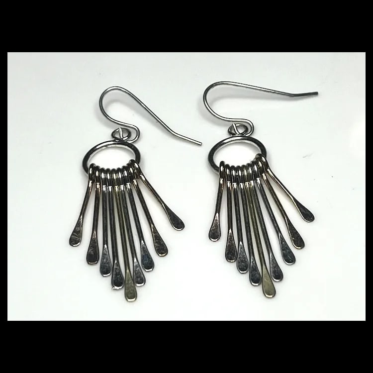 Estate Modernist Mixed Metal Earrings - 3