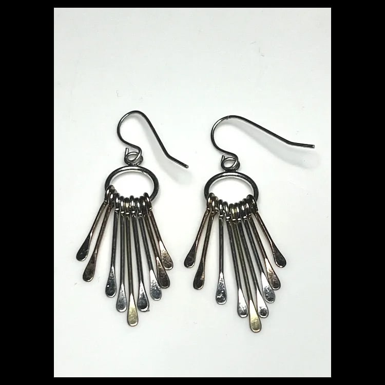 Estate Modernist Mixed Metal Earrings - 4