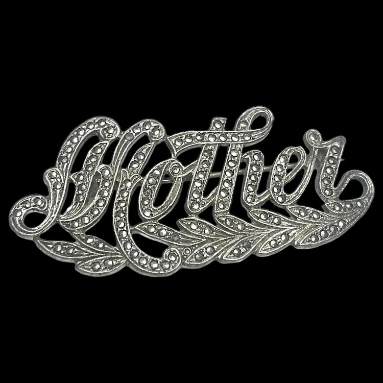 Vintage Mother Brooch in Sterling Silver with Marcasite (1 of 7)