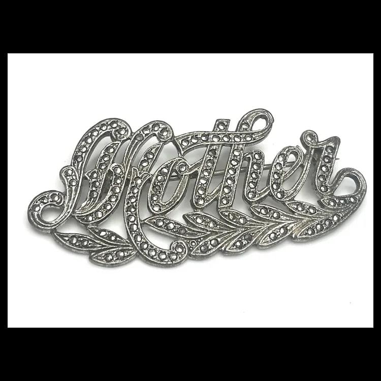 Vintage Mother Brooch in Sterling Silver with Marcasite - 2