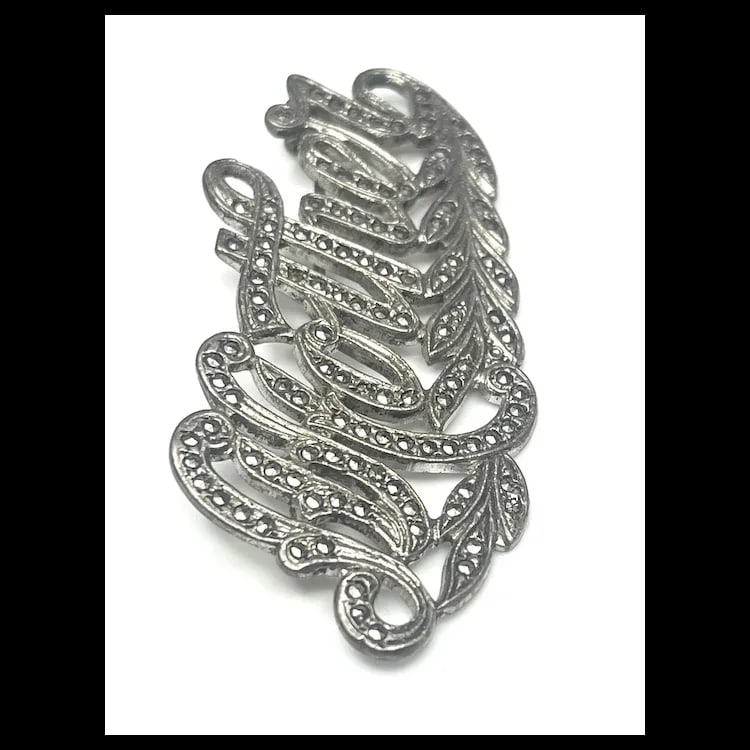 Vintage Mother Brooch in Sterling Silver with Marcasite - 5