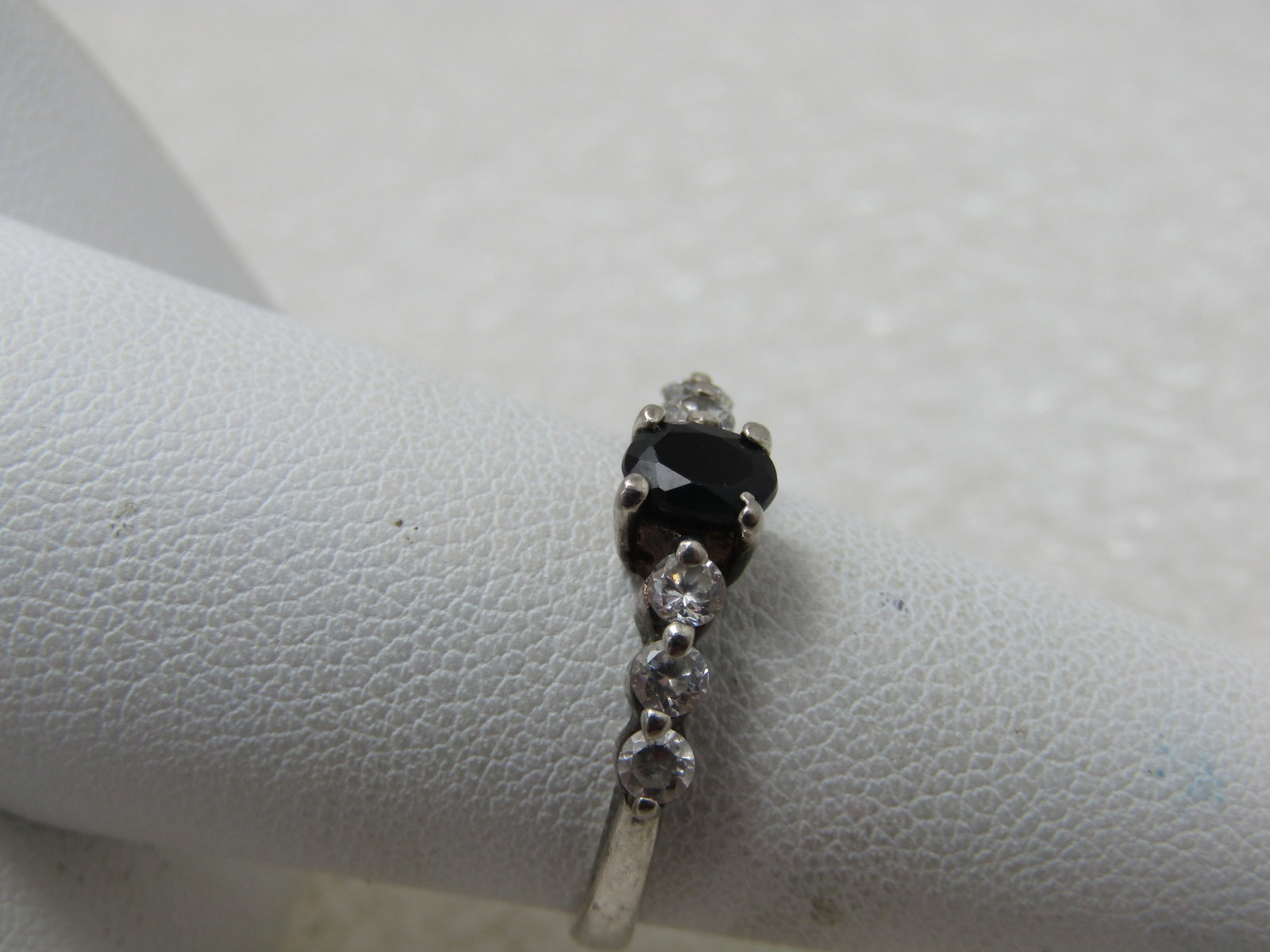 Black Spinel & CZ Ring, SZ 7.25, Marked .925 - 4