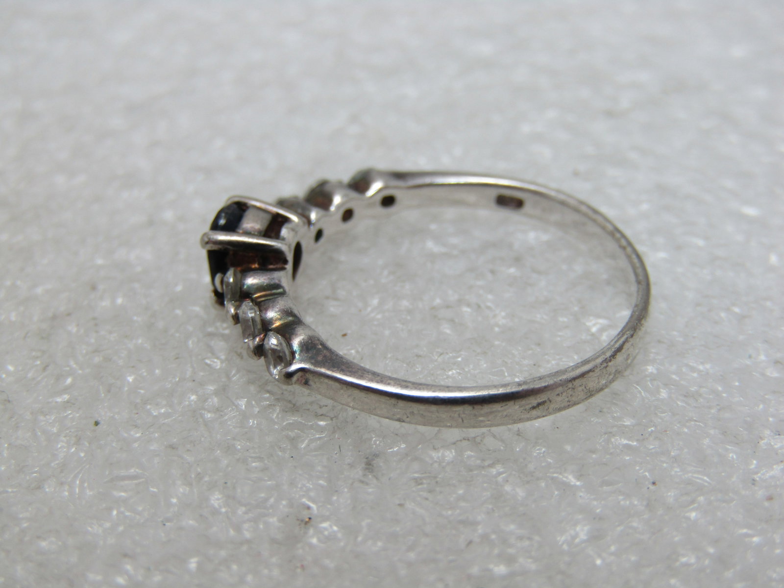 Black Spinel & CZ Ring, SZ 7.25, Marked .925 - 7