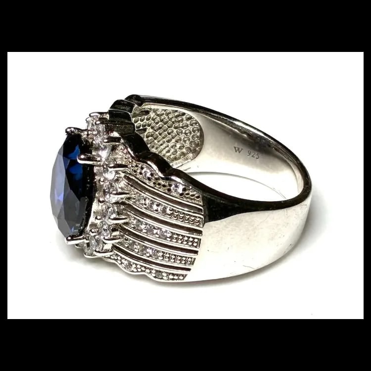 Estate Sterling Silver Blue Tanzanite Statement Ring - 3