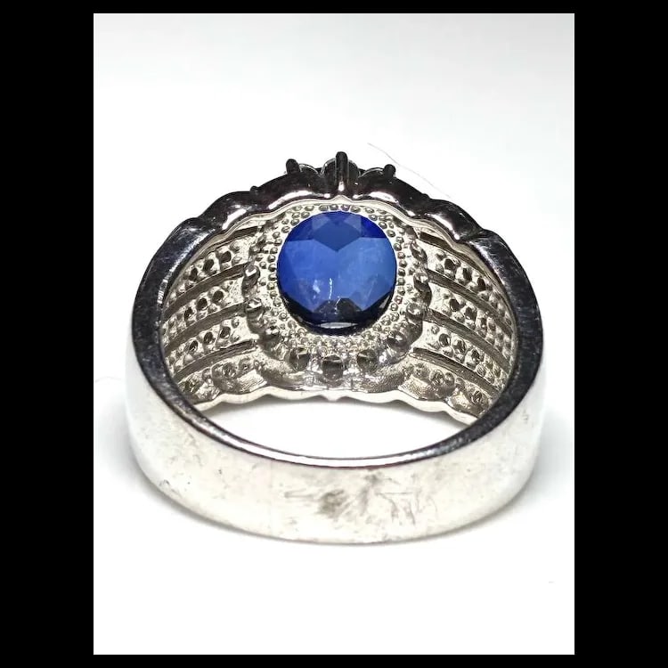 Estate Sterling Silver Blue Tanzanite Statement Ring - 6