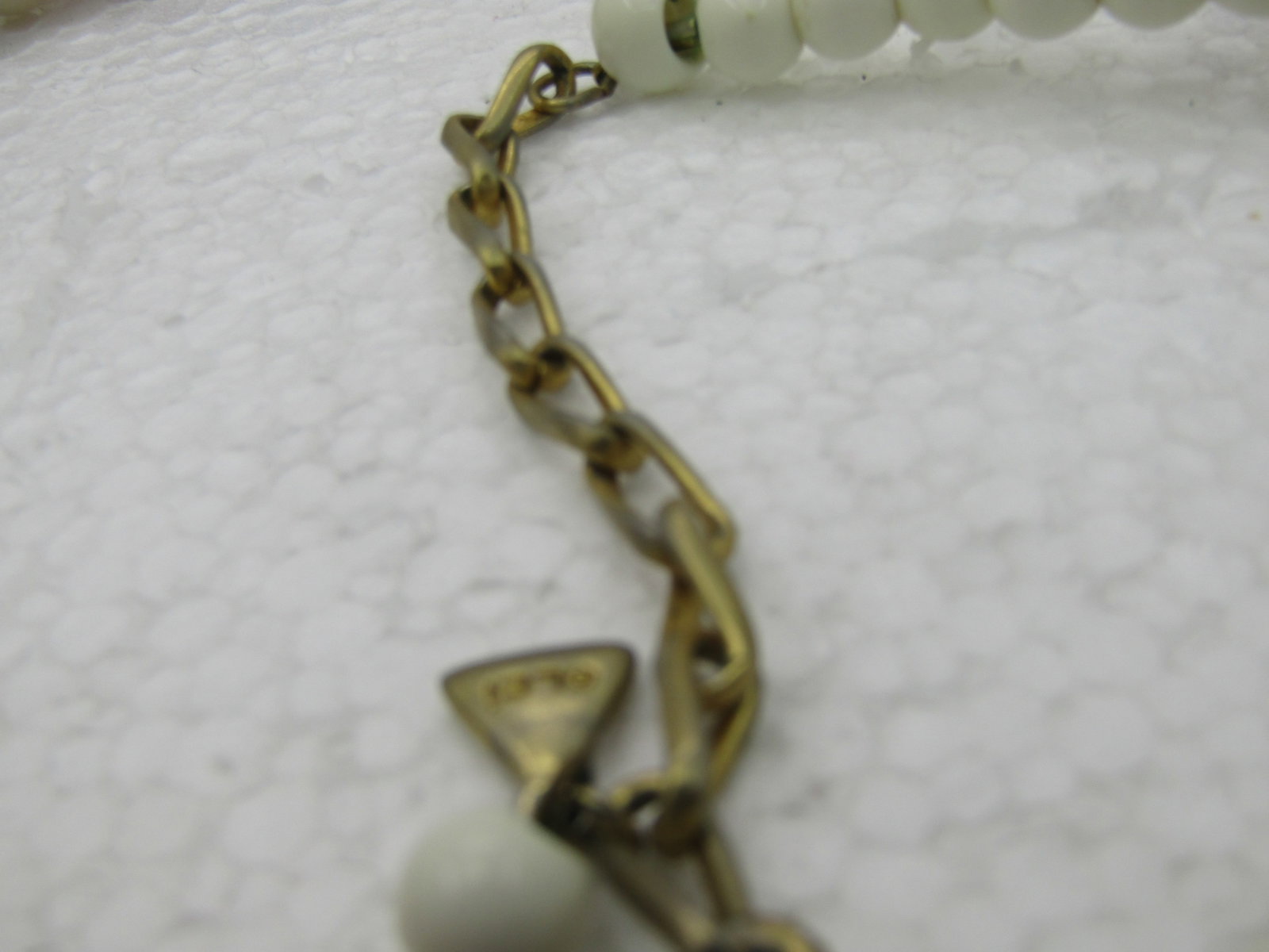 Vintage Liz Claiborne Beaded Necklace, Brown, White, Tan, 24", 1980's - 4