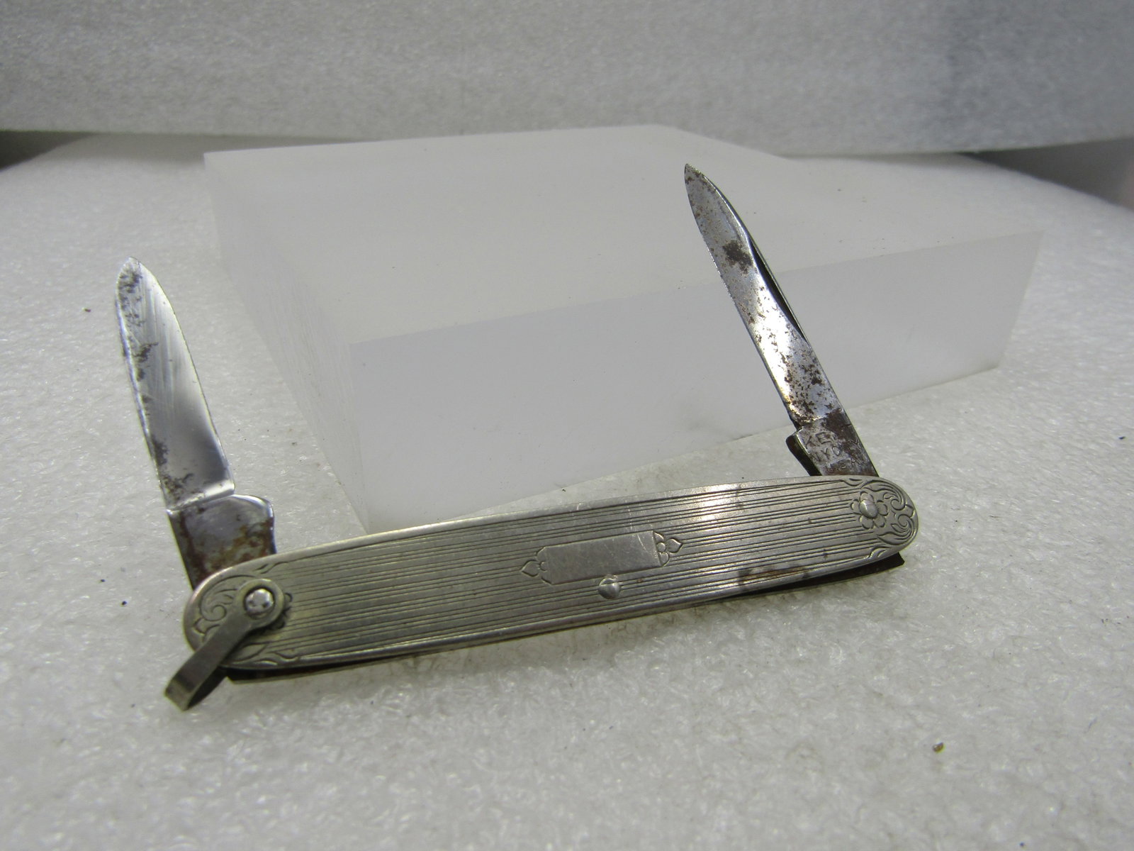 Vintage Engraveable Pocket Knife, 2 Blades, Signed Kent NYC, 1930's-1940's - 4