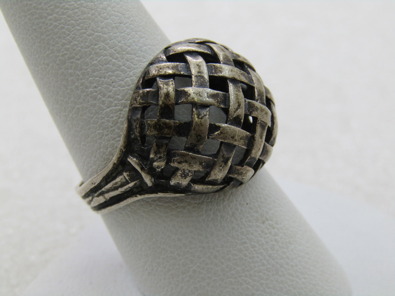 Vintage Sterling Domed Open Weave Ring, Sz. 9.5, 1960's-1970's - 2
