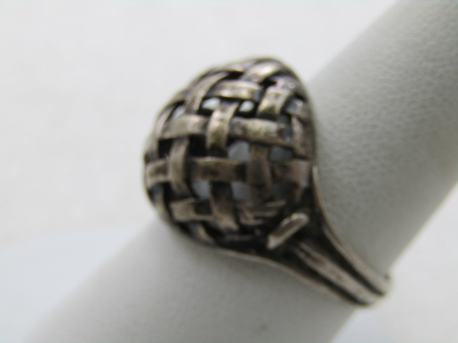 Vintage Sterling Domed Open Weave Ring, Sz. 9.5, 1960's-1970's - 3