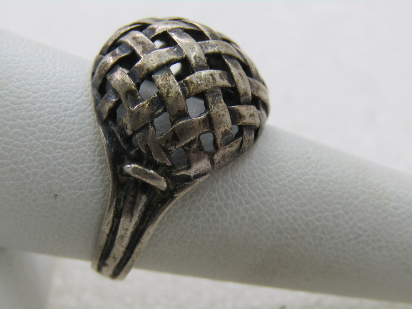 Vintage Sterling Domed Open Weave Ring, Sz. 9.5, 1960's-1970's - 4