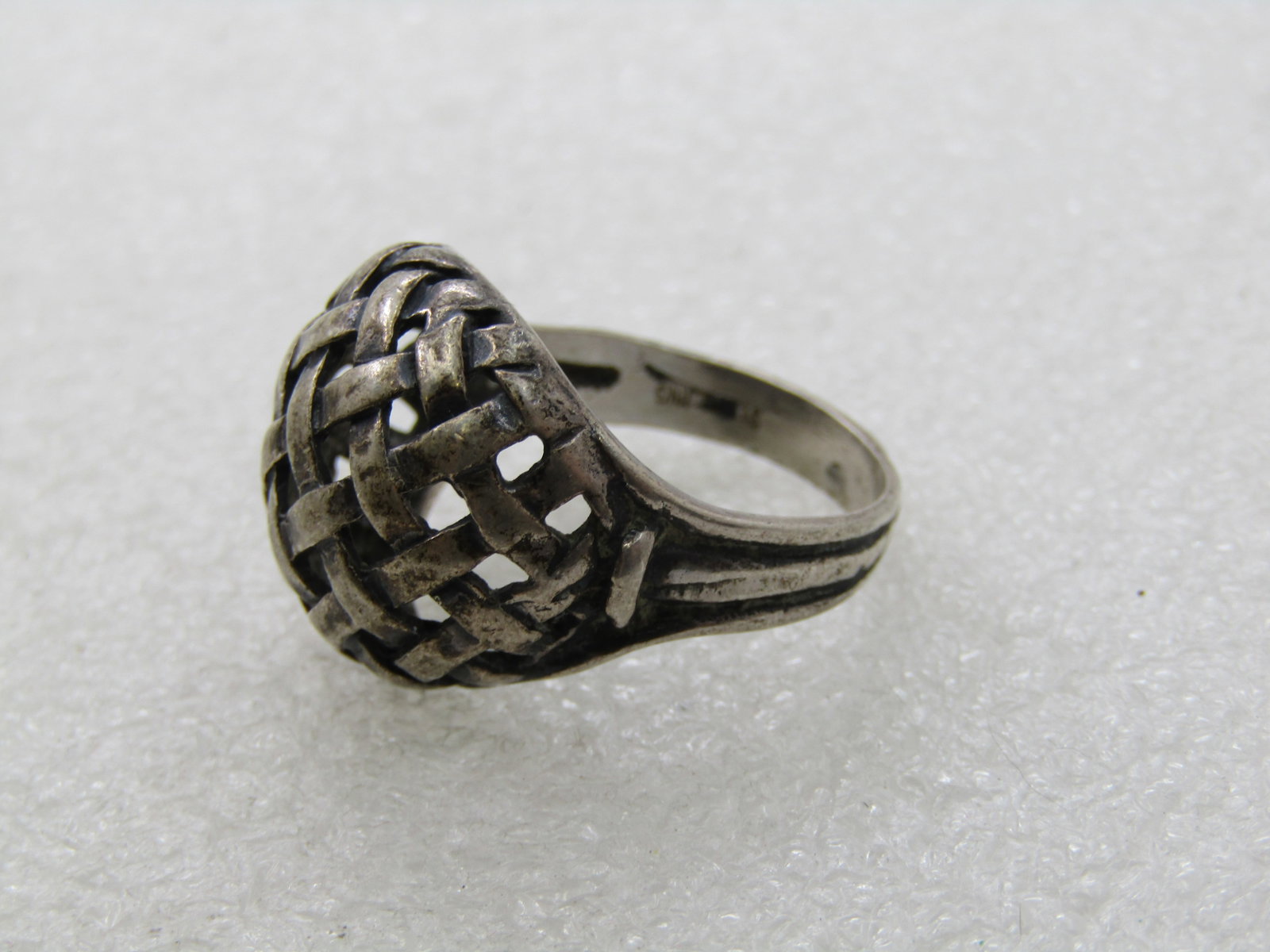 Vintage Sterling Domed Open Weave Ring, Sz. 9.5, 1960's-1970's - 6