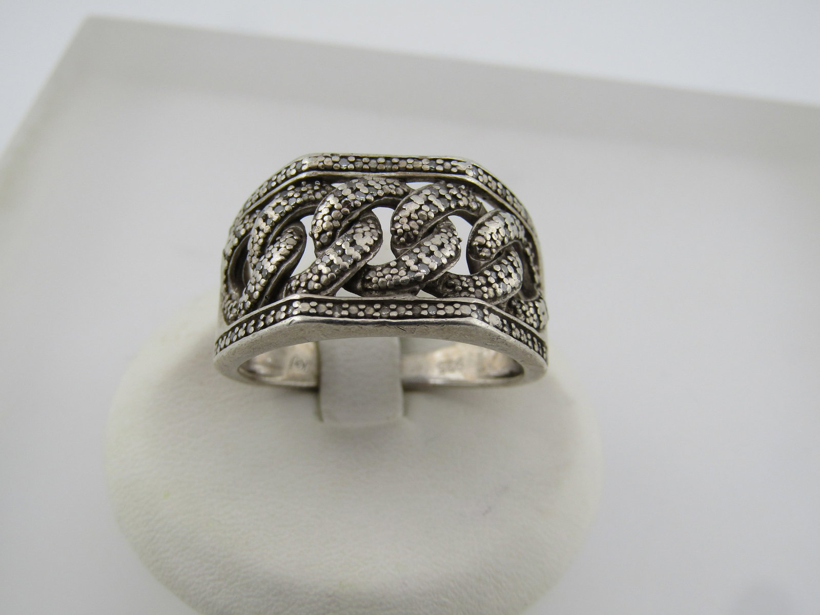 Vintage Sterling Ring, Chain Link Design, Unisex, Sz. 10.5, 1970's-1980's - 2