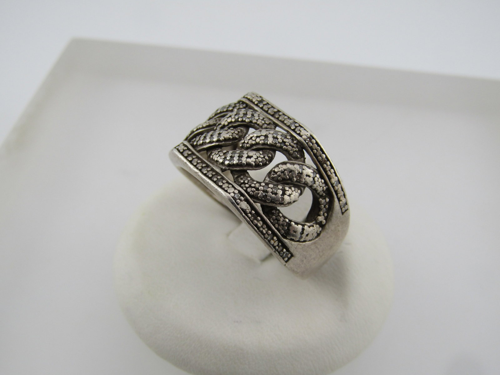 Vintage Sterling Ring, Chain Link Design, Unisex, Sz. 10.5, 1970's-1980's - 3