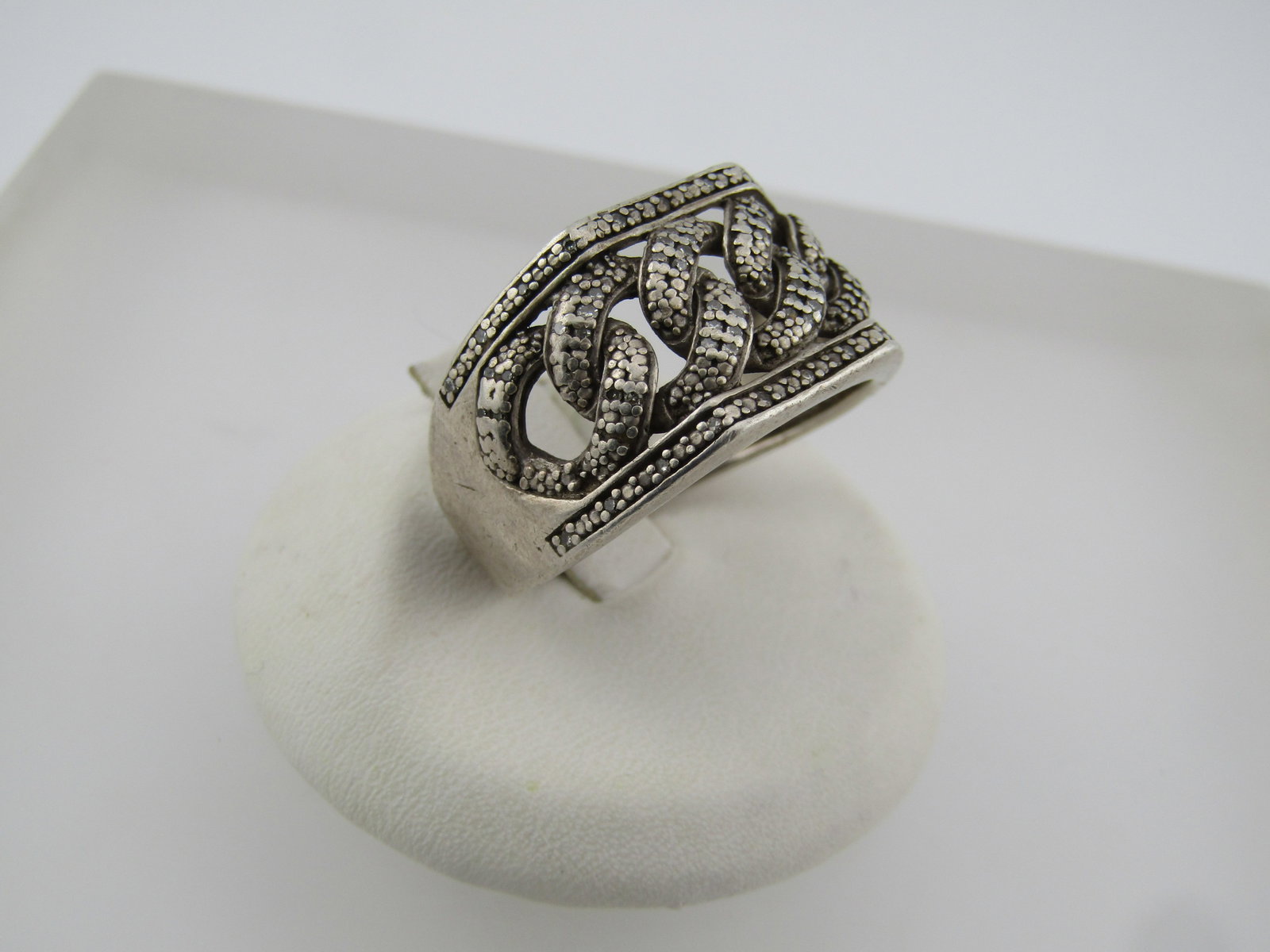 Vintage Sterling Ring, Chain Link Design, Unisex, Sz. 10.5, 1970's-1980's - 4