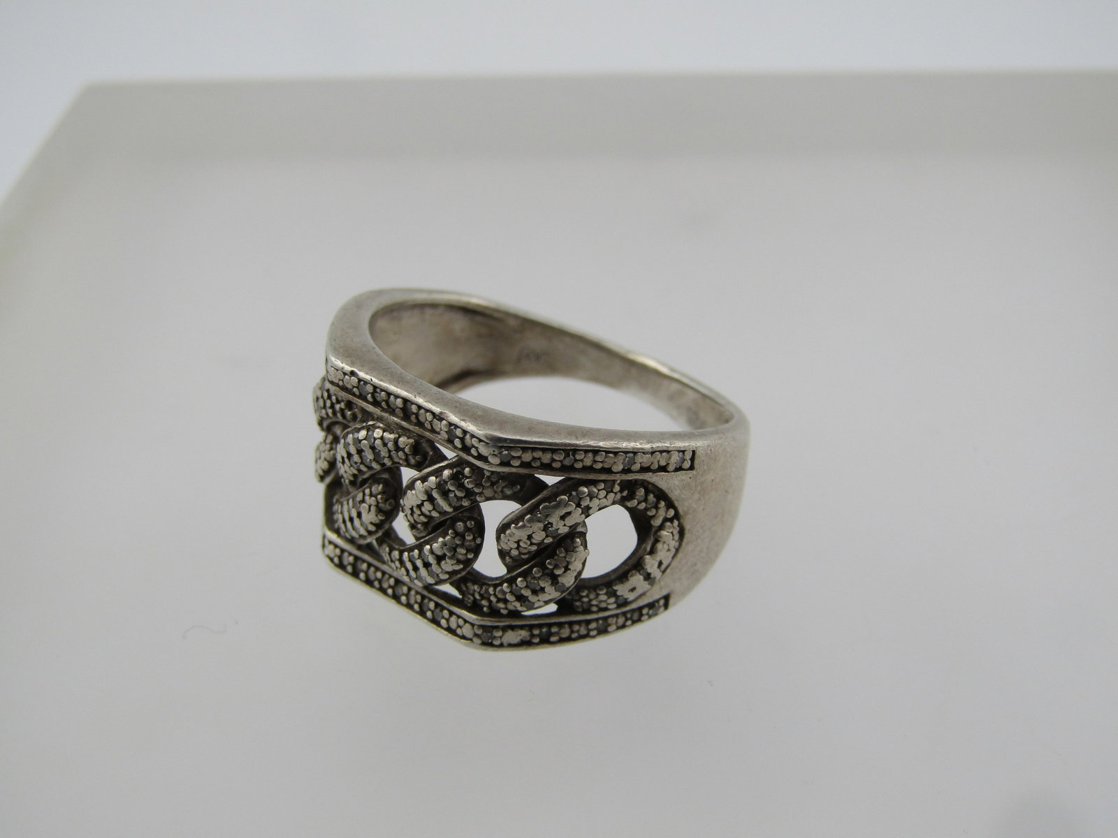 Vintage Sterling Ring, Chain Link Design, Unisex, Sz. 10.5, 1970's-1980's - 6