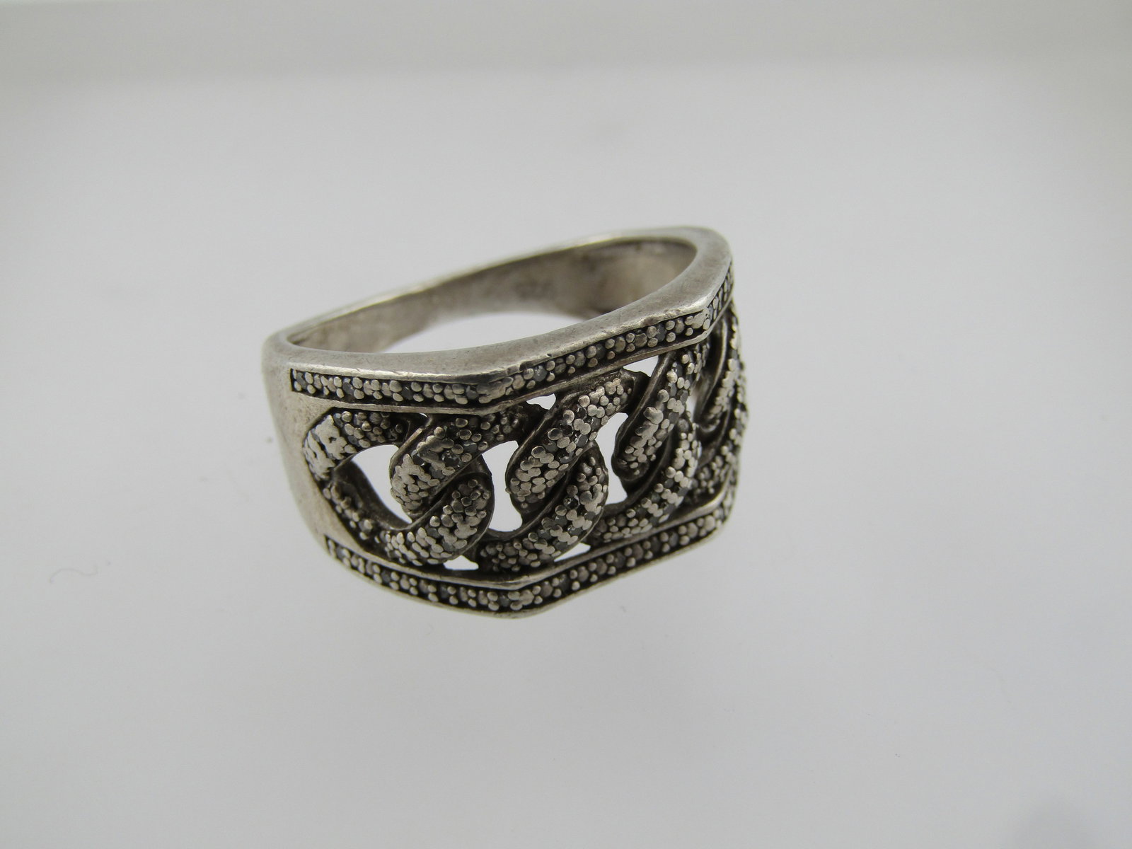 Vintage Sterling Ring, Chain Link Design, Unisex, Sz. 10.5, 1970's-1980's - 7