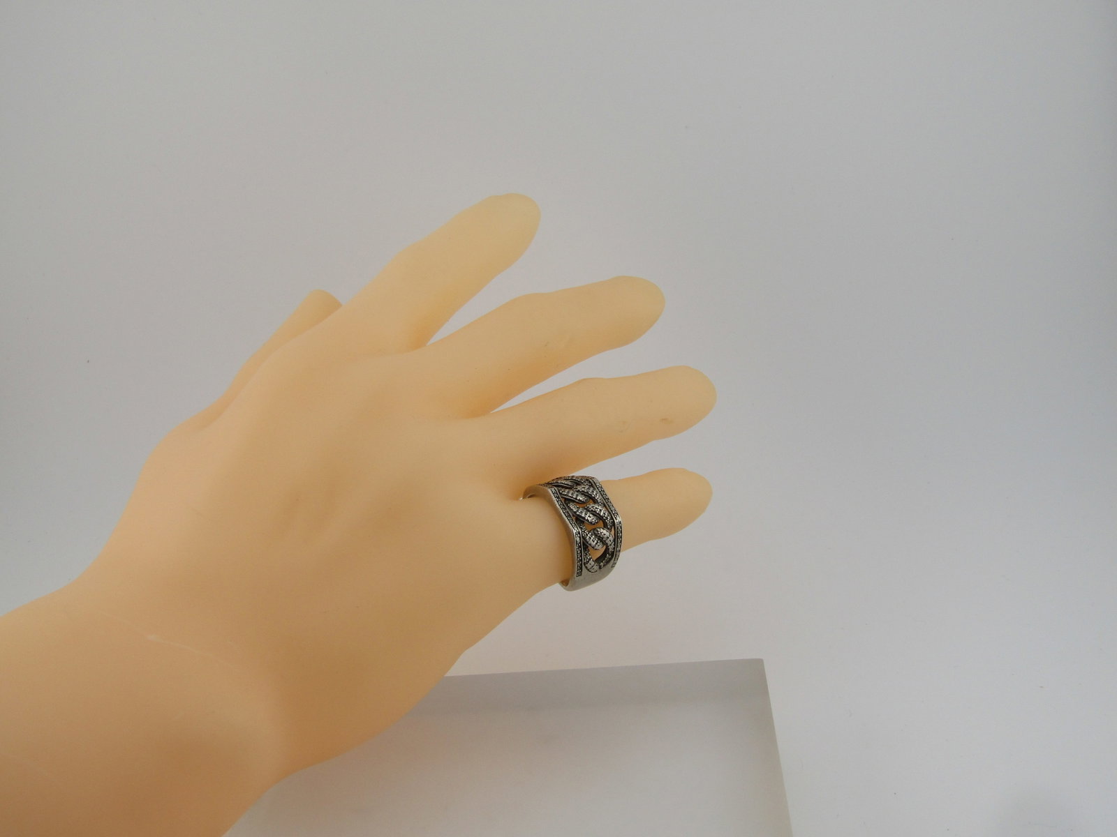 Vintage Sterling Ring, Chain Link Design, Unisex, Sz. 10.5, 1970's-1980's - 8