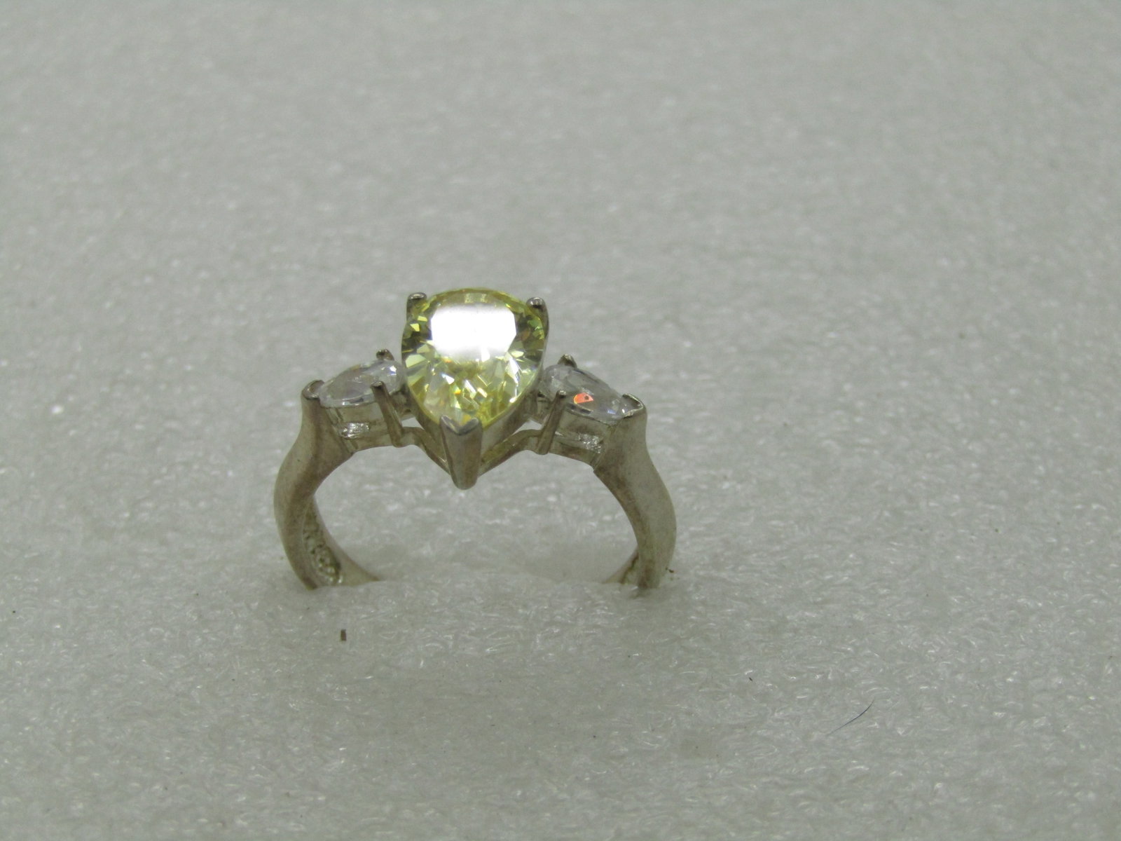 Vintage Sterling Yellow & Clear CZ Ring, Sz. 10 Statement Ring - 2