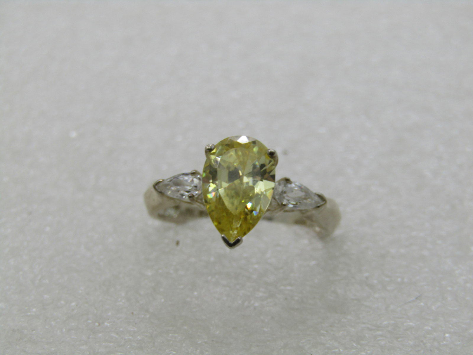 Vintage Sterling Yellow & Clear CZ Ring, Sz. 10 Statement Ring - 3