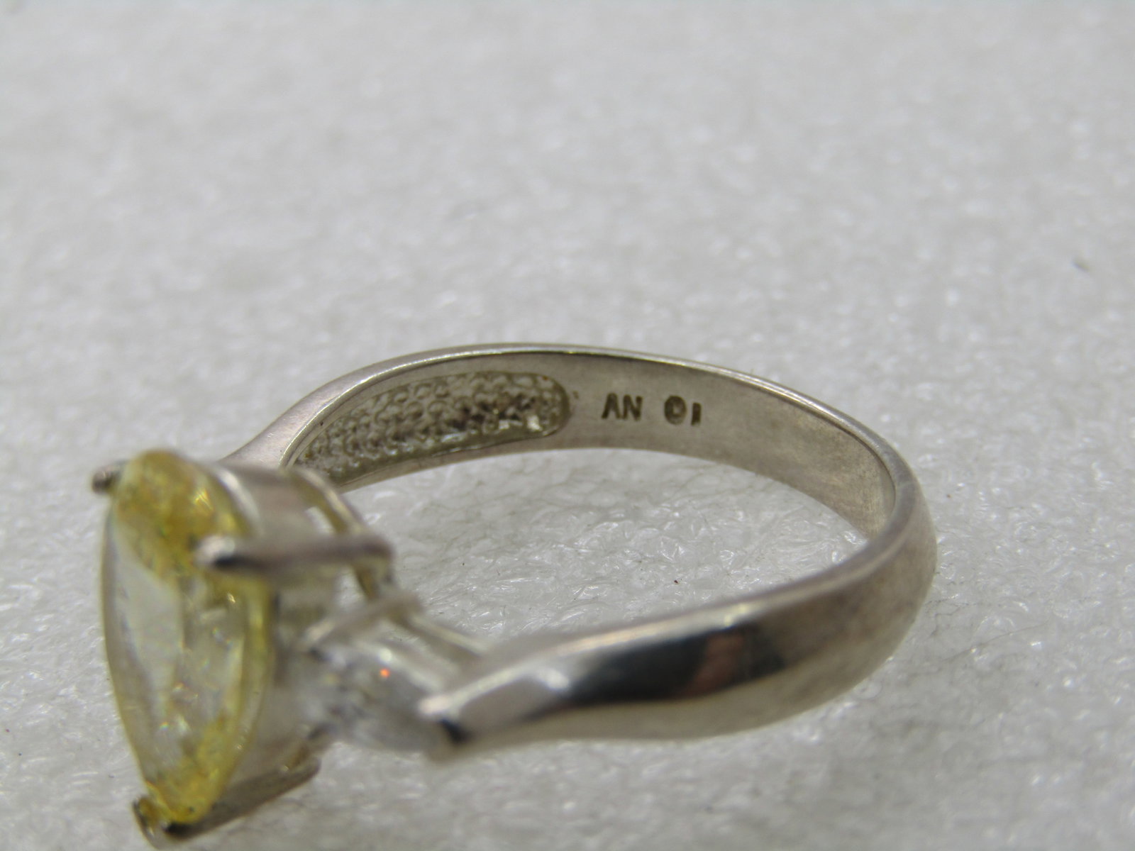 Vintage Sterling Yellow & Clear CZ Ring, Sz. 10 Statement Ring - 5