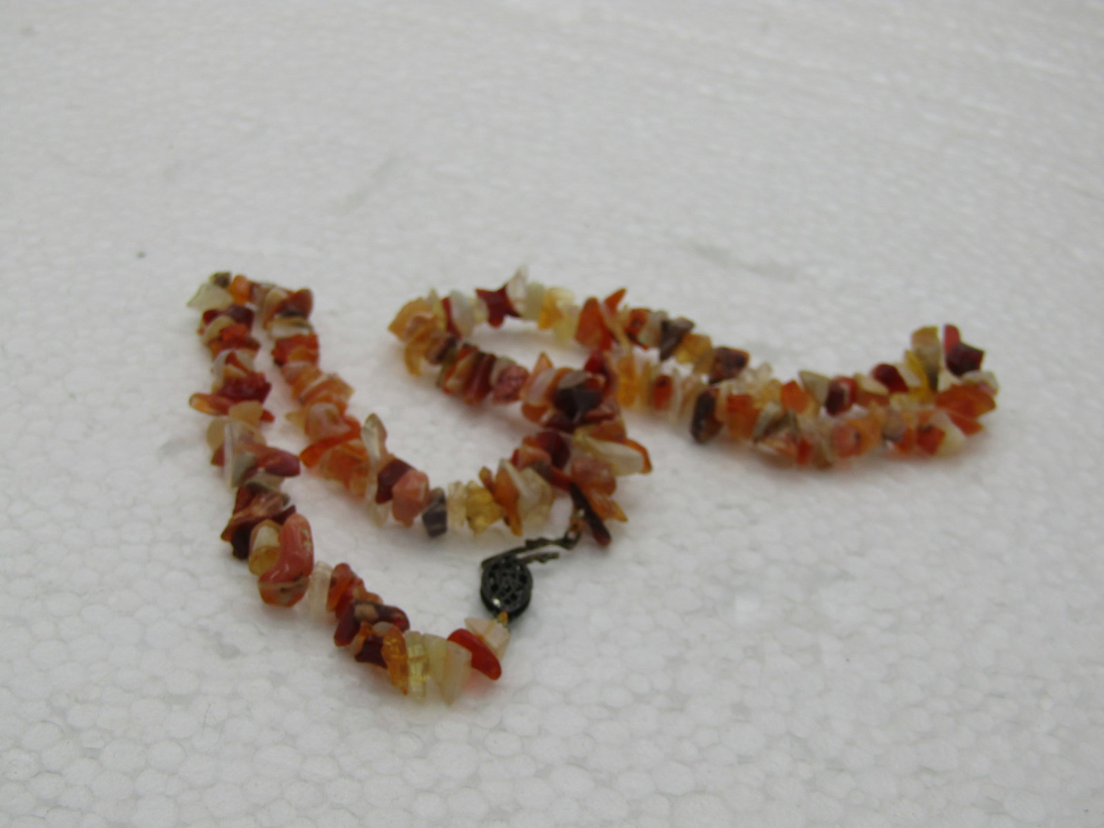 Vintage Southwestern Agate, Coral, Jasper Nugget Necklace, Sterling Clasp, 16" - 4