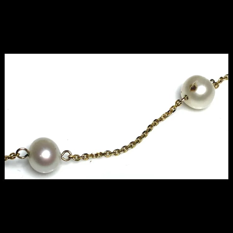Estate 14k Yellow Gold Chain and Pearl Necklace - 4