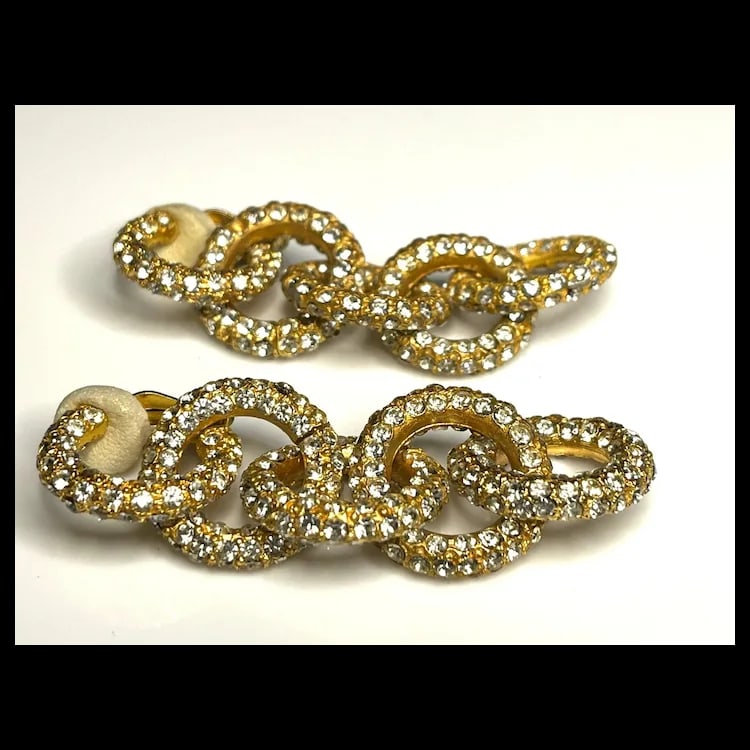 Vintage Rhinestone Statement Earrings - 2