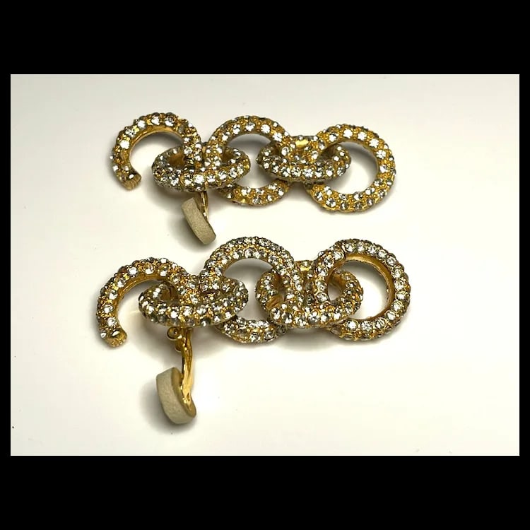 Vintage Rhinestone Statement Earrings - 3