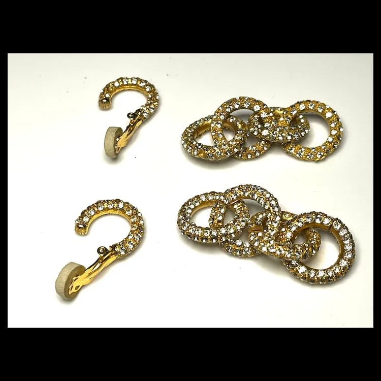 Vintage Rhinestone Statement Earrings - 4