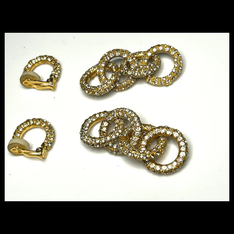 Vintage Rhinestone Statement Earrings - 5