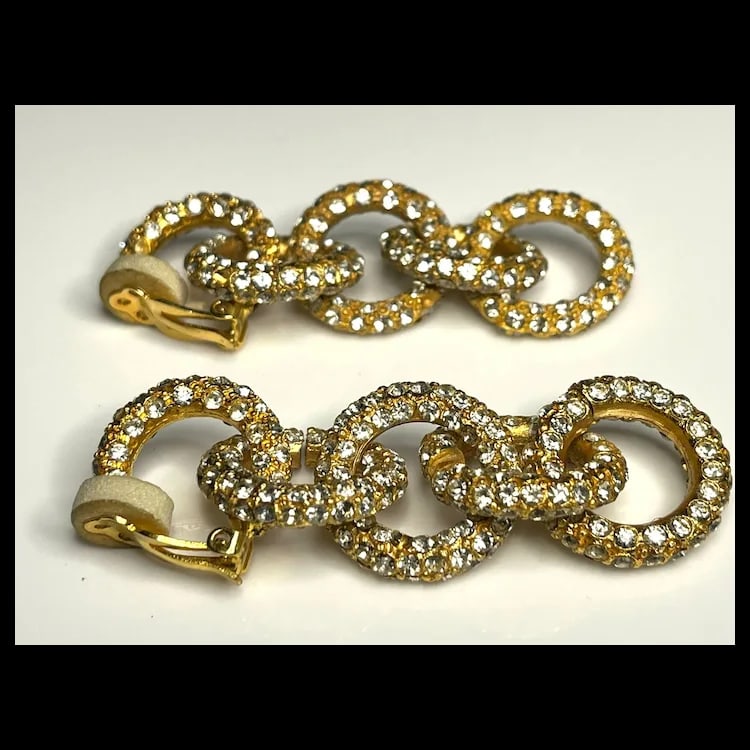 Vintage Rhinestone Statement Earrings - 6