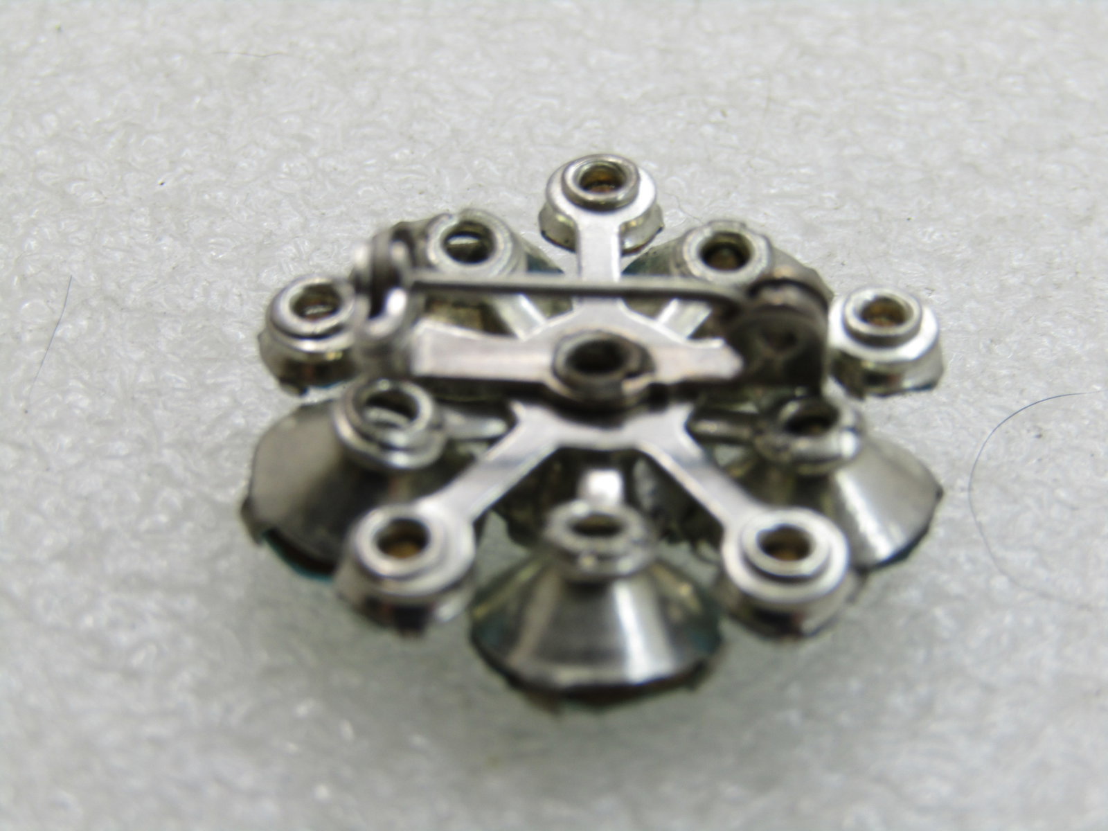 Vintage Aqua Rhinestone Blossom Brooch, 1960's - 5