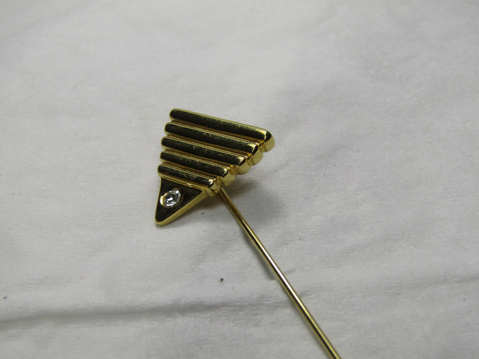 Vintage Monet Rhinestone Ridged Stick Pin, 1970's-1980's, 2.75" - 2