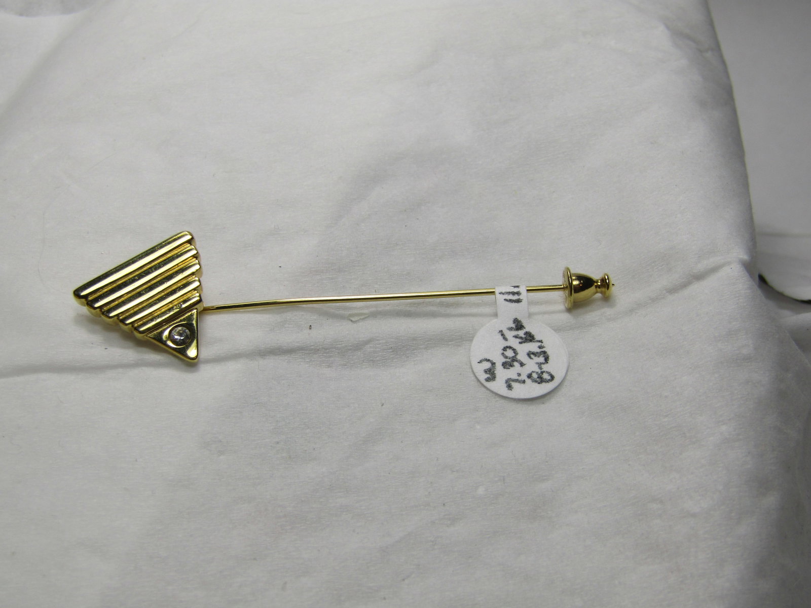 Vintage Monet Rhinestone Ridged Stick Pin, 1970's-1980's, 2.75" - 3