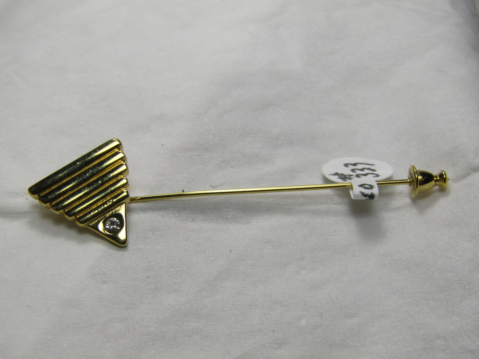 Vintage Monet Rhinestone Ridged Stick Pin, 1970's-1980's, 2.75" - 4