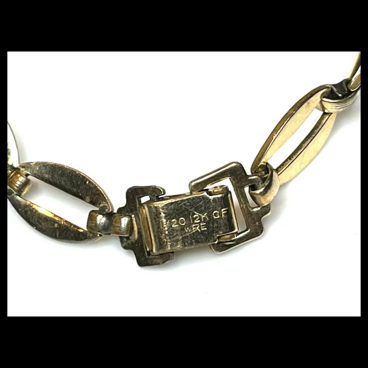 Vintage Cat's Eye Cabochon Gold Bracelet - 8