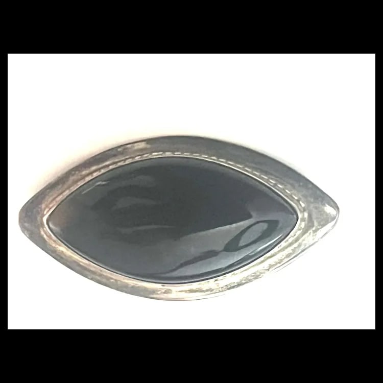 Vintage Signed CSD Sterling Silver and Black Onyx Brooch/ Pin - 2
