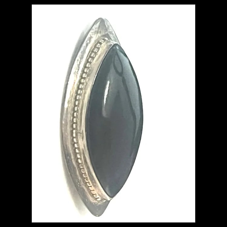 Vintage Signed CSD Sterling Silver and Black Onyx Brooch/ Pin - 4